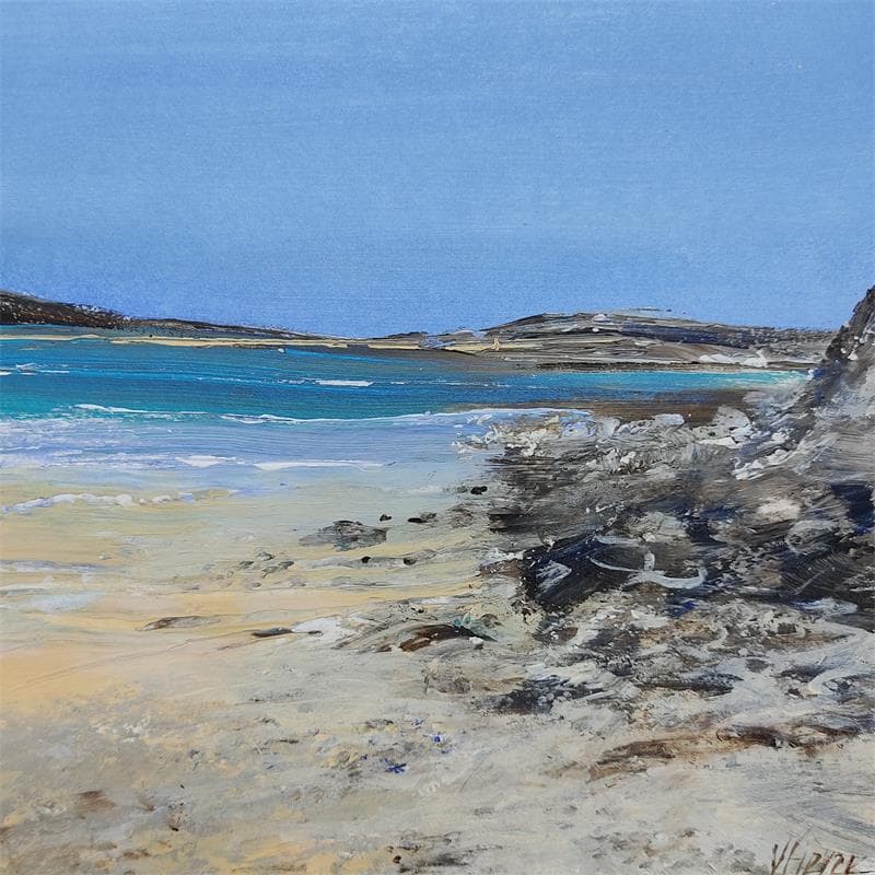 Painting Mer et rochers by Fièvre Véronique | Painting Figurative Acrylic Marine