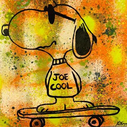 Peinture Snoopy skate par Kikayou | Tableau Pop Art Mixte icones Pop