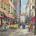 Painting A Lyon, Rue Saint Jean by Decoudun Jean charles | Painting Figurative Urban Life style Watercolor