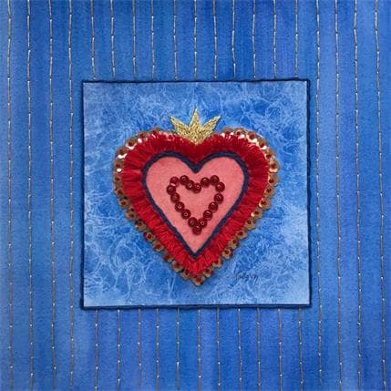 Painting Red heart with golden sparkles by Vazquez Laila | Painting Subject matter Watercolor Life style