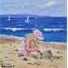 Painting Petite fille jouant avec le sable 1 by Lallemand Yves | Painting Figurative Marine Life style Acrylic