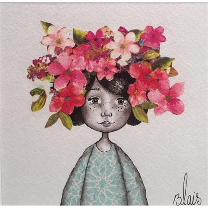 Peinture Fleur par Blais Delphine | Tableau Illustration Mixte Portraits