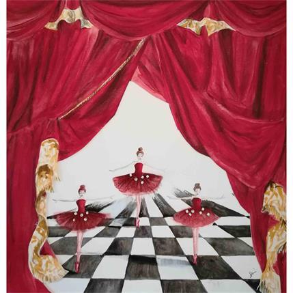 Painting Balletto rosso by Nai | Painting Surrealist Mixed Life style