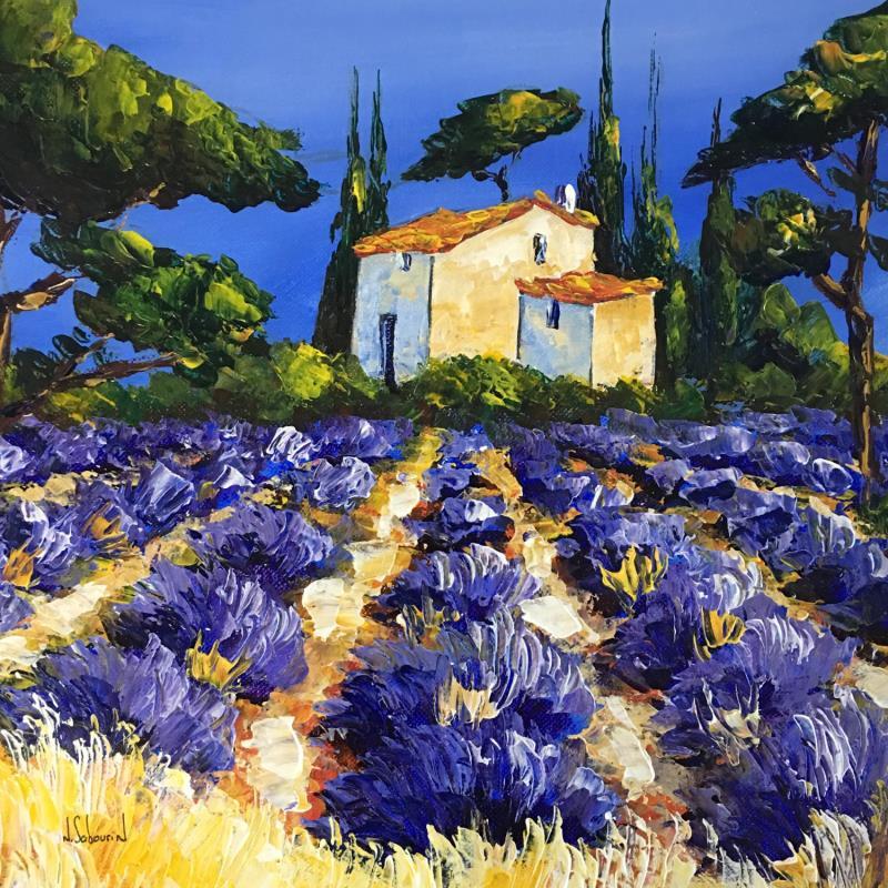 Painting Lavandes en Provence by Sabourin Nathalie | Painting Oil
