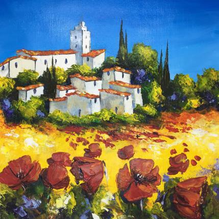 Painting Village provençal aux coquelicots by Sabourin Nathalie | Painting  Oil