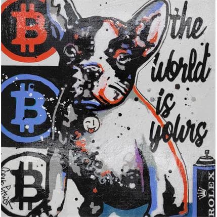 Painting Mr French Bulldog loves bitcoins by Cornée Patrick | Painting Pop art Acrylic Animals, Pop icons