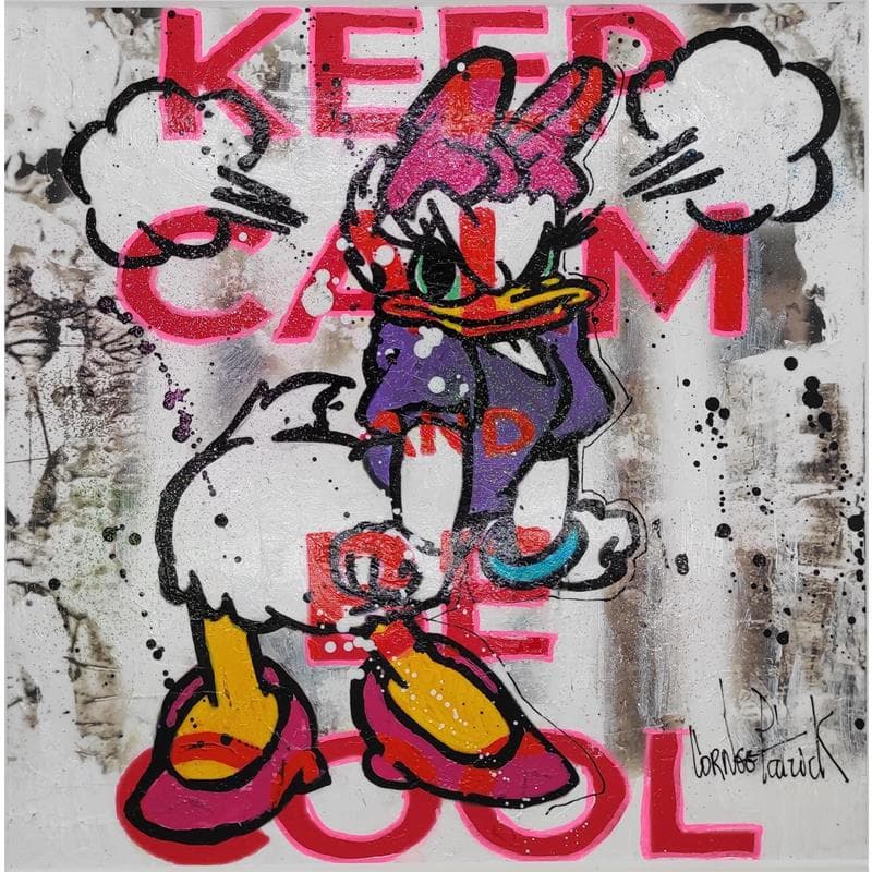 Painting Daisy keep calm and be cool by Cornée Patrick | Painting Pop-art Acrylic Pop icons