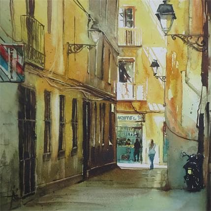 Painting Sa pause clope by Abbatucci Violaine | Painting Figurative Watercolor Landscapes, Life style