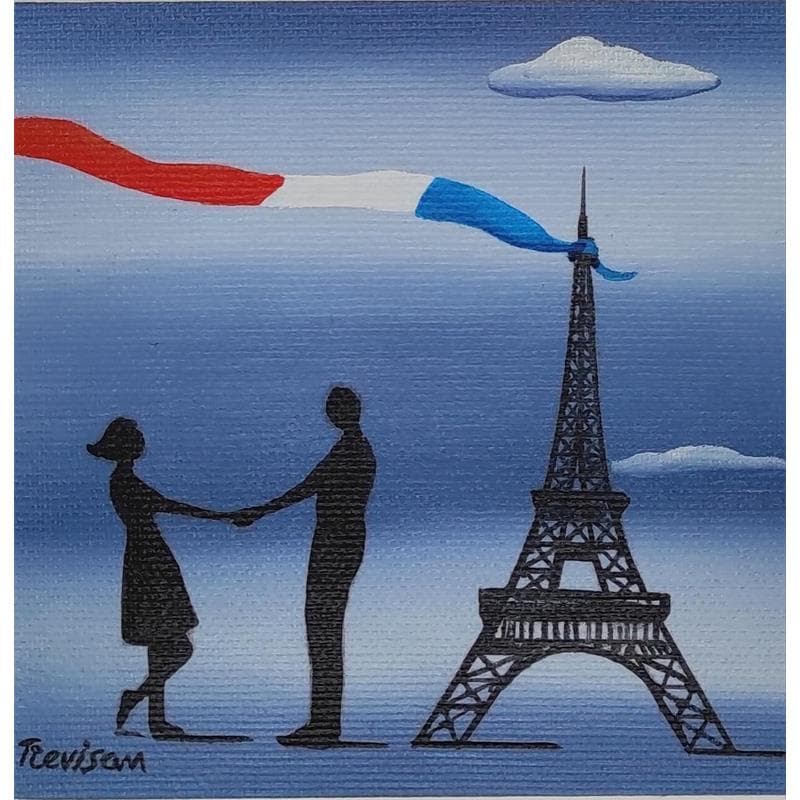 Peinture Voyage a Paris par Trevisan Carlo | Tableau Surréalisme Huile