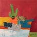Peinture Cactus près de la riviere par Lau Blou | Tableau Abstrait Mixte Paysages