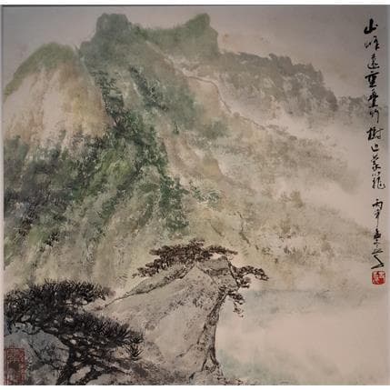 Peinture Mountain in string  par Sanqian | Tableau Figuratif Mixte Paysages