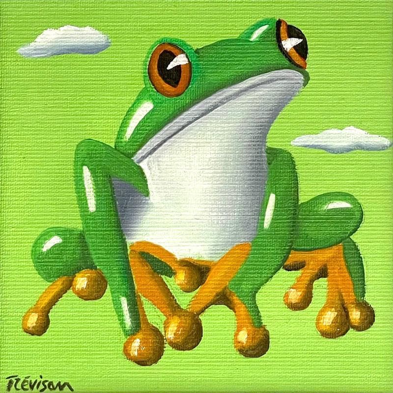 Painting Green frog by Trevisan Carlo | Painting Oil