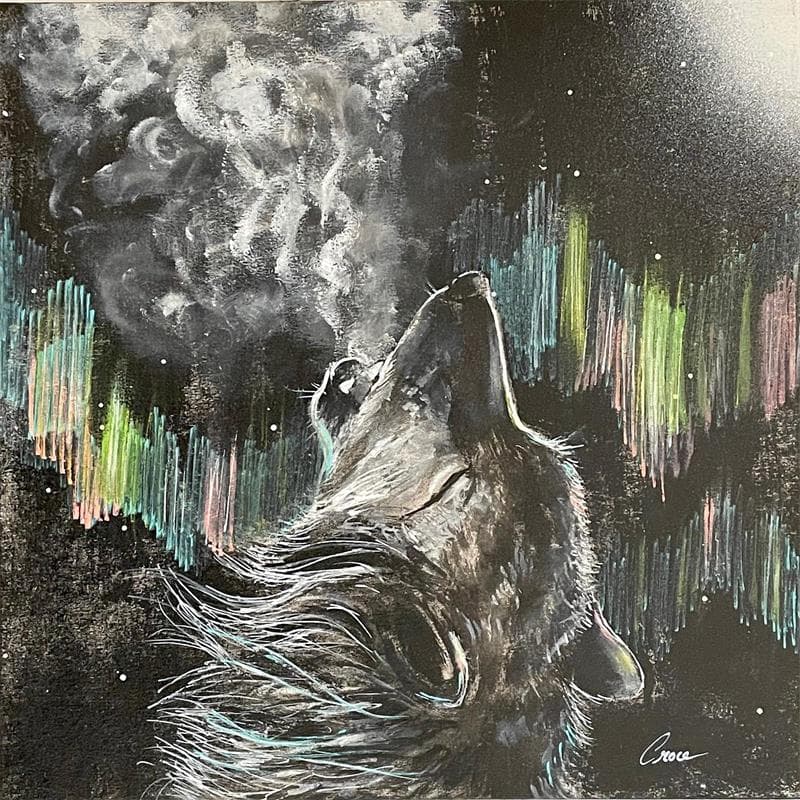Peinture Le chant du Loup  par Croce | Tableau Acrylique