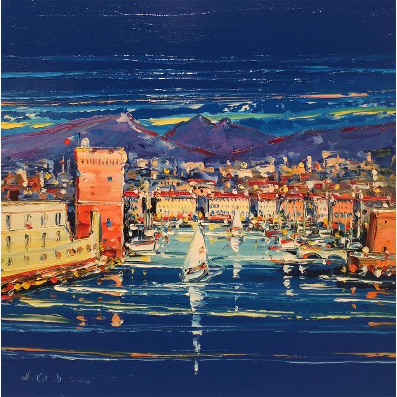 Painting L'heure Bleue à Marseille by Corbière Liisa | Painting