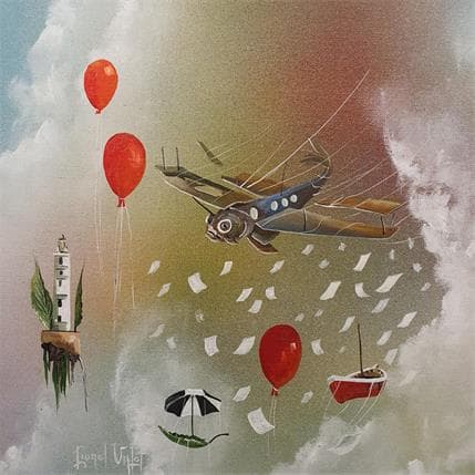 Painting Le facteur du ciel by Valot Lionel | Painting Surrealist Acrylic Animals, Life style