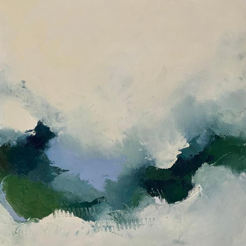 Peinture A l'horizon brumeux par Dumontier Nathalie | Tableau Abstrait Huile Minimaliste