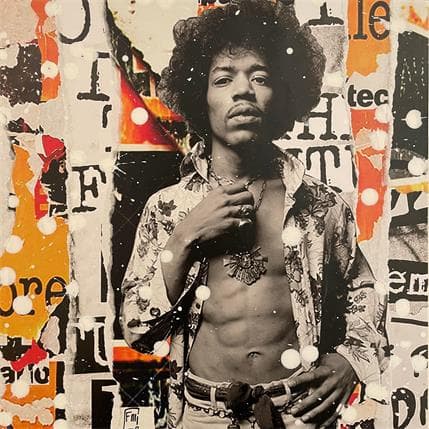 Painting Hendrix  by Lamboley Franck | Painting Pop art Mixed Portrait
