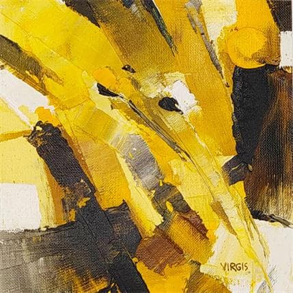 Peinture Yellow and white par Virgis | Tableau Abstrait Huile minimaliste
