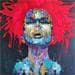 Painting Electric red  by Agusil Marc | Painting Mixed Portrait