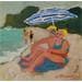 Gemälde La plage aux amoureux von Doucedame Christine | Gemälde Figurativ Alltagsszenen Acryl