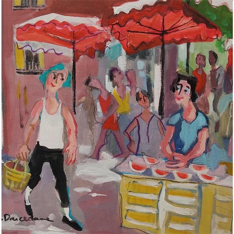 Painting Jour de marché by Doucedame Christine | Painting Figurative Acrylic Life style
