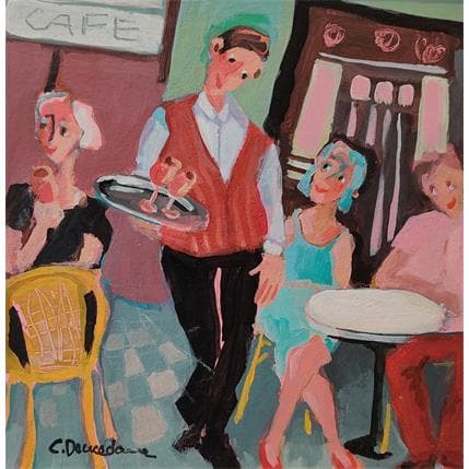 Painting Le café by Doucedame Christine | Painting Figurative Acrylic Life style, Pop icons