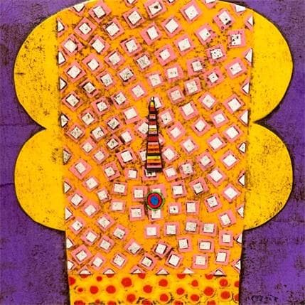 Painting Yellow Muma 1 by Ortiz Gustavo | Painting Raw art Cardboard, Gluing Portrait