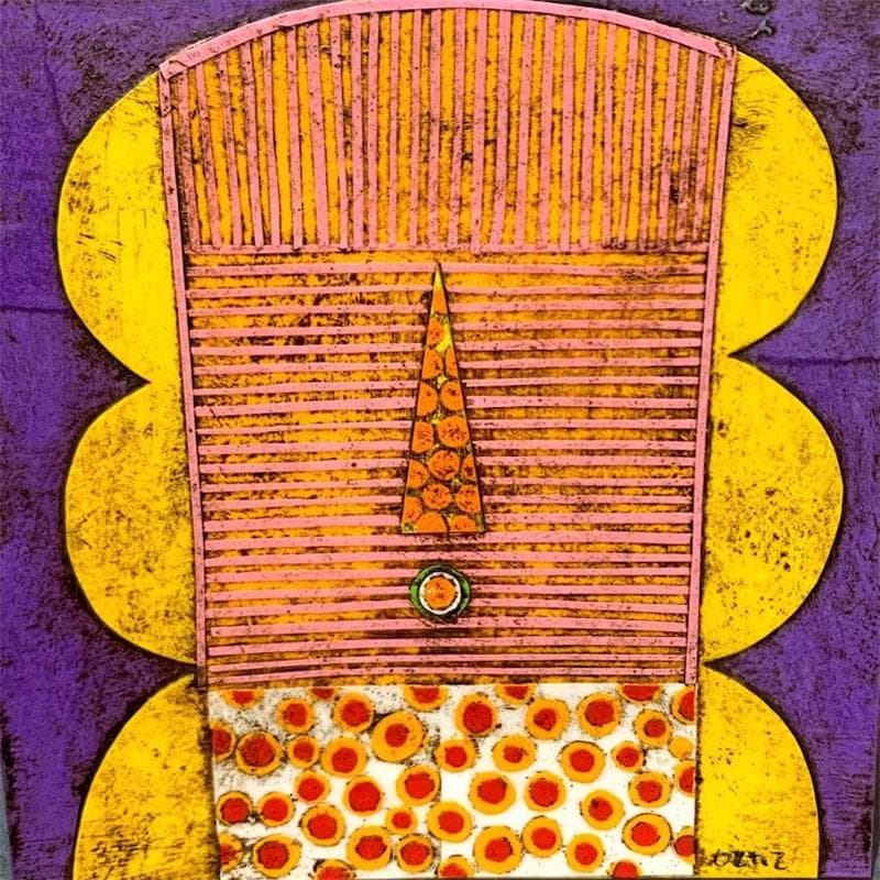 Peinture Yellow Muma 2 par Ortiz Gustavo | Tableau Art Singulier Portraits Carton Collage
