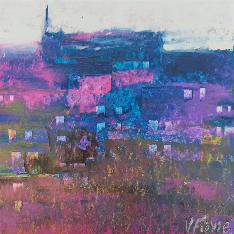 Painting Village au petit matin by Fièvre Véronique | Painting Abstract Urban Acrylic