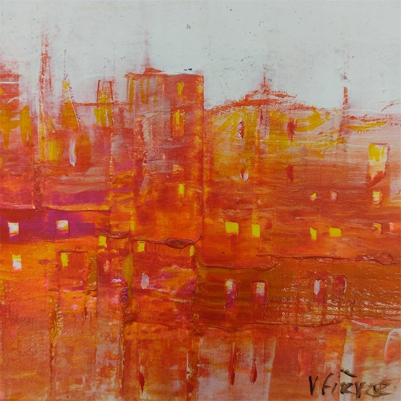 Painting Composition en orangés by Fièvre Véronique | Painting Abstract Acrylic Urban