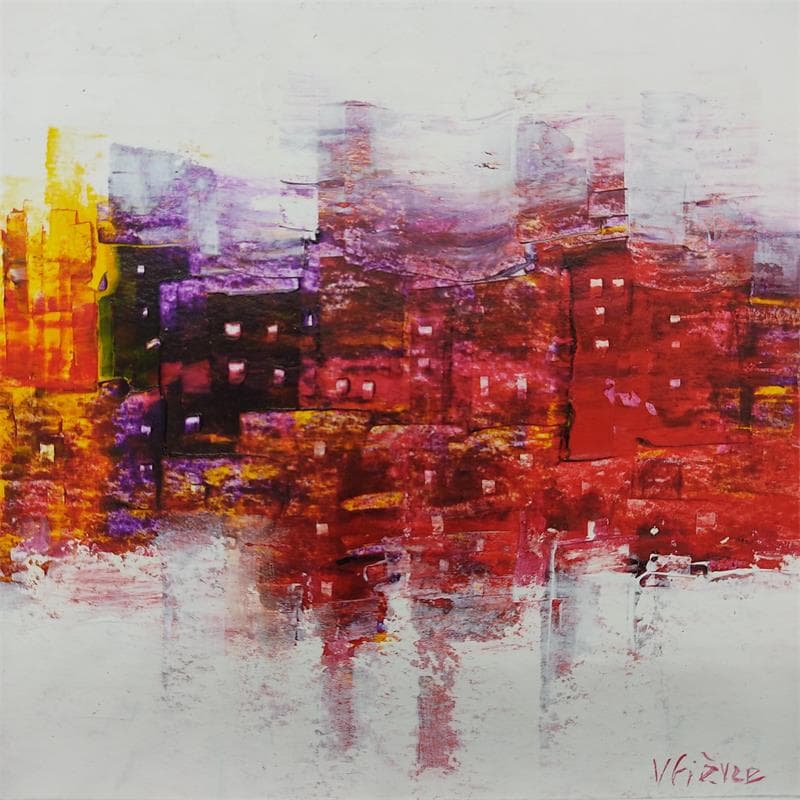 Painting Composition en rouge by Fièvre Véronique | Painting Abstract Urban Acrylic