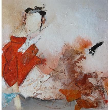 Painting Gustine by Han | Painting Figurative Mixed Portrait, Minimalist