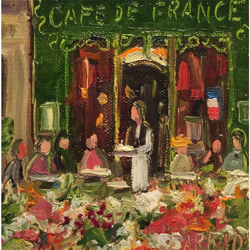 Painting Café de France by Arkady | Painting Figurative Oil Life style