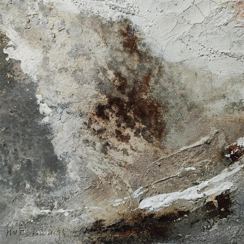 Gemälde Earth tones B14 von Van Domburgh Lydia | Gemälde Abstrakt Materialismus Minimalistisch Öl Acryl Collage