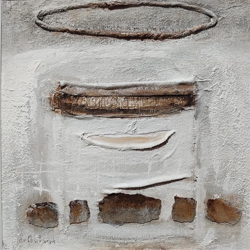 Painting Earth tones C12 by Van Domburgh Lydia | Painting Abstract Acrylic, Gluing, Oil Minimalist