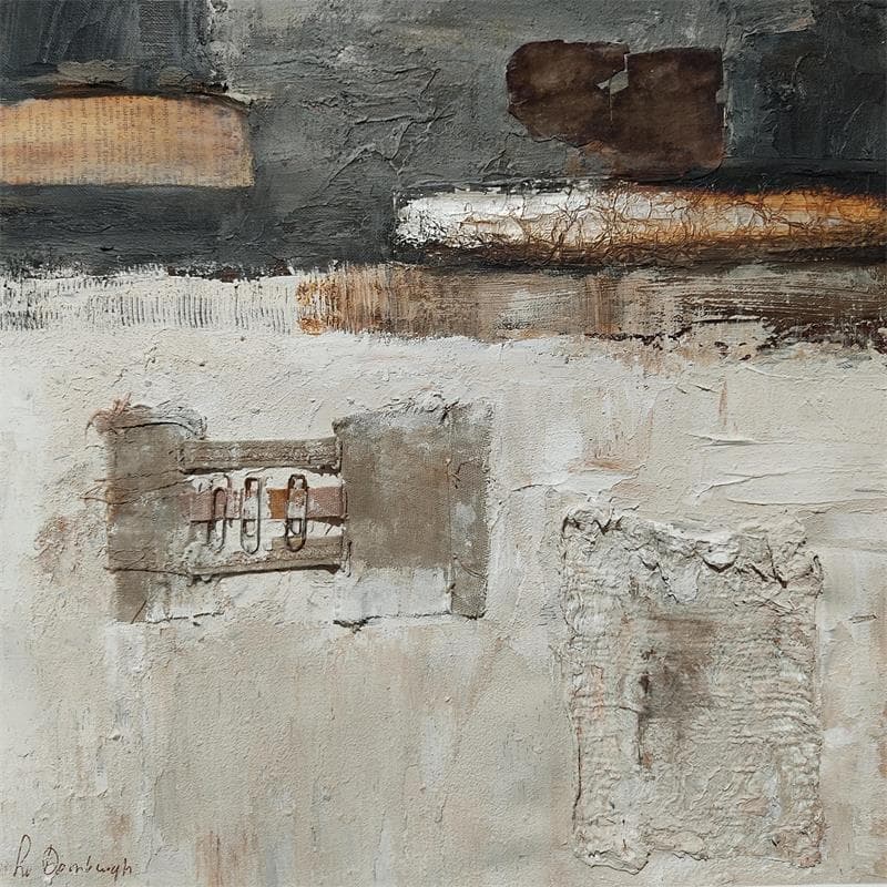 Painting Earth tones D12 by Van Domburgh Lydia | Painting Subject matter Acrylic, Gluing, Oil Minimalist