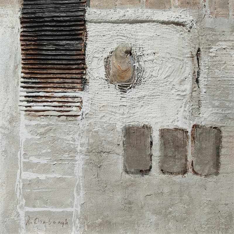 Painting Earth tones D14 by Van Domburgh Lydia | Painting Abstract Acrylic, Gluing, Oil Minimalist
