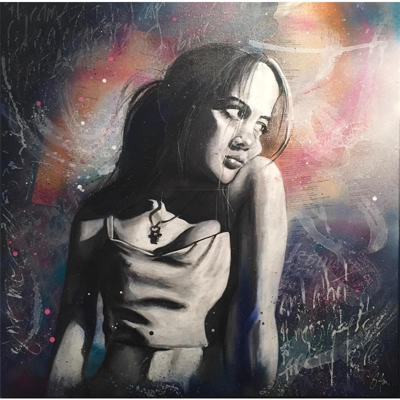 Painting Blue Movie by S4m | Painting Street art Mixed Portrait