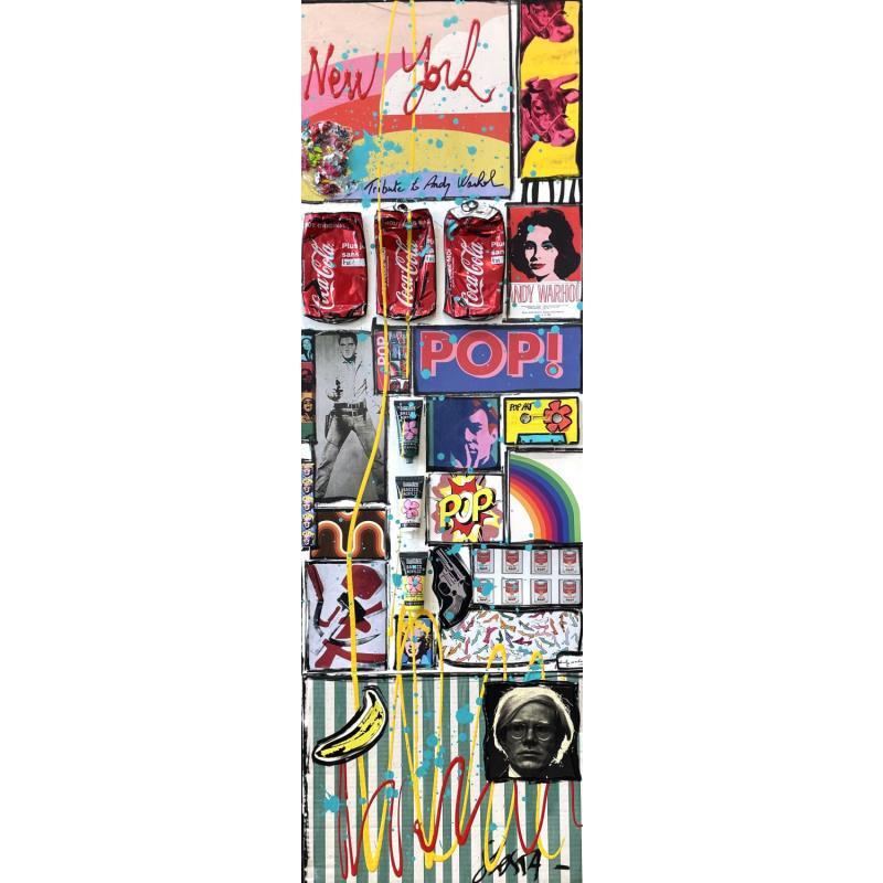 Gemälde Warhol only von Costa Sophie | Gemälde Street art Acryl, Collage, Posca, Upcycling Pop-Ikonen