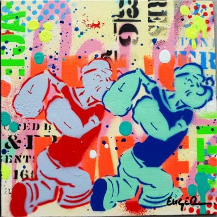 Painting Popeye Pop by Euger Philippe | Painting Pop art Mixed Pop icons, Portrait
