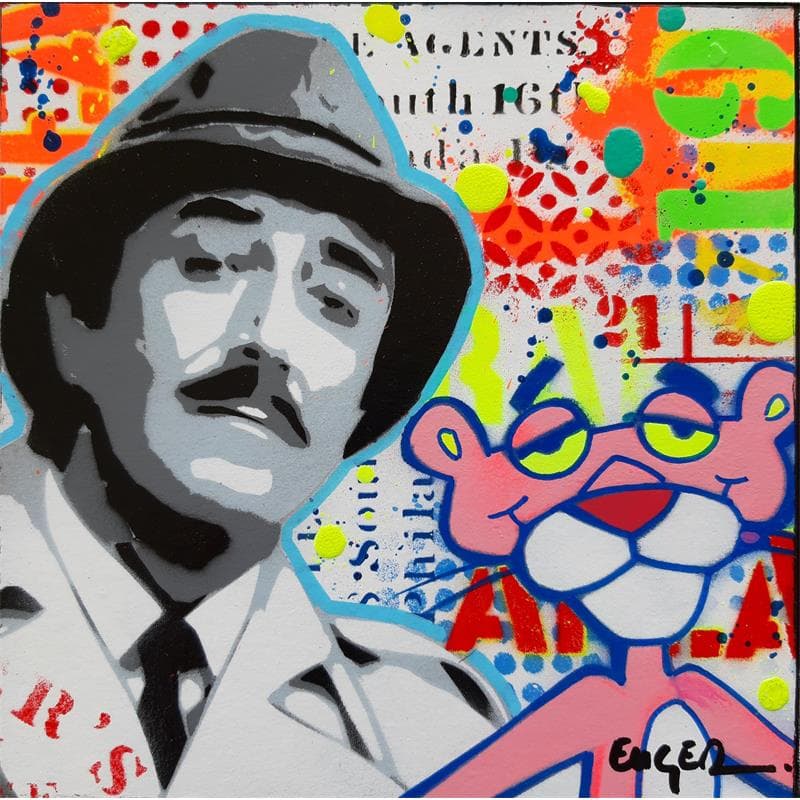 Gemälde Pink von Euger Philippe | Gemälde Pop-Art Porträt Pop-Ikonen Graffiti Acryl Collage
