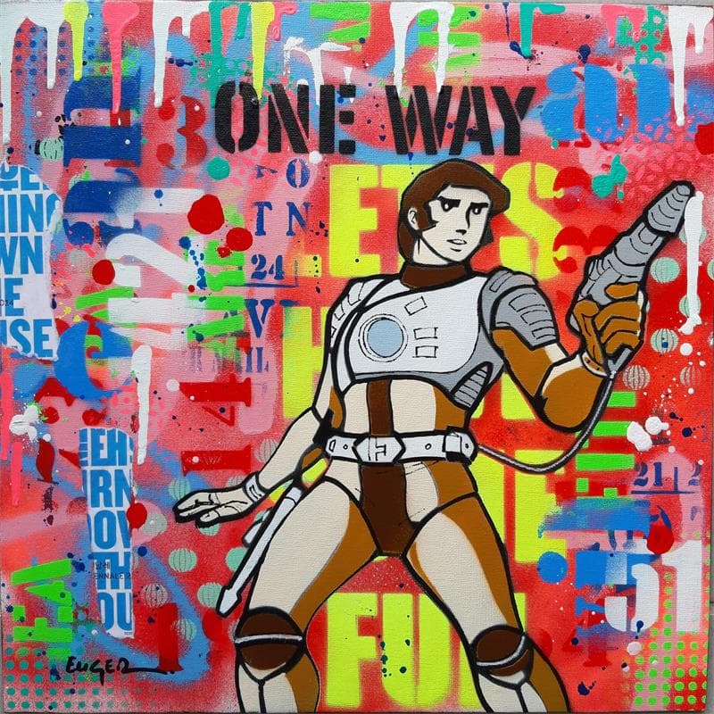 Painting One way by Euger Philippe | Painting Pop-art Acrylic, Gluing, Graffiti Pop icons, Portrait