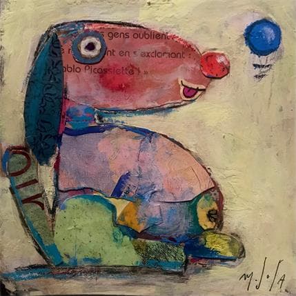 Painting La balle bleu by De Sousa Miguel | Painting Raw art Animals