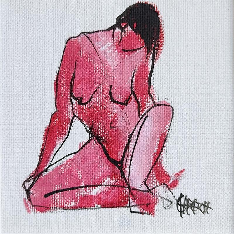 Painting Douceur toilée 2 by Chaperon Martine | Painting Figurative Acrylic Nude