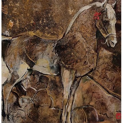 Painting Mon cheval by Machi | Painting Figurative Acrylic, Oil Animals