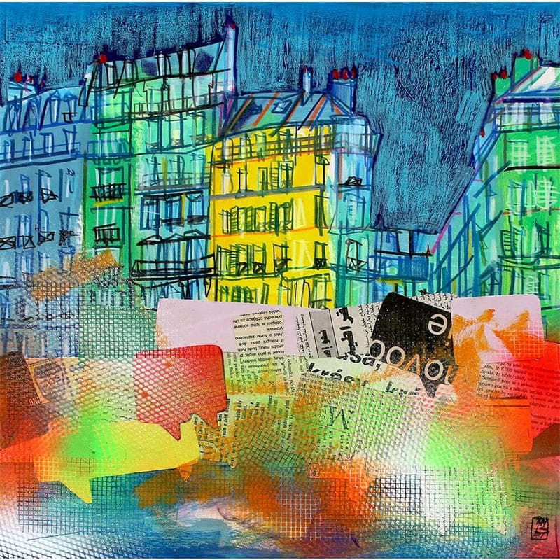 Painting Quai de scene by Anicet Olivier | Painting Figurative Acrylic Urban