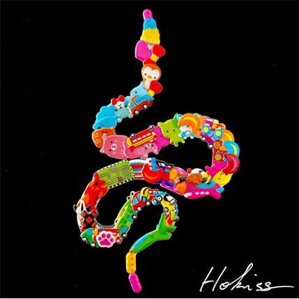 Peinture Snake II par Hokiss | Tableau Pop Art Mixte animaux