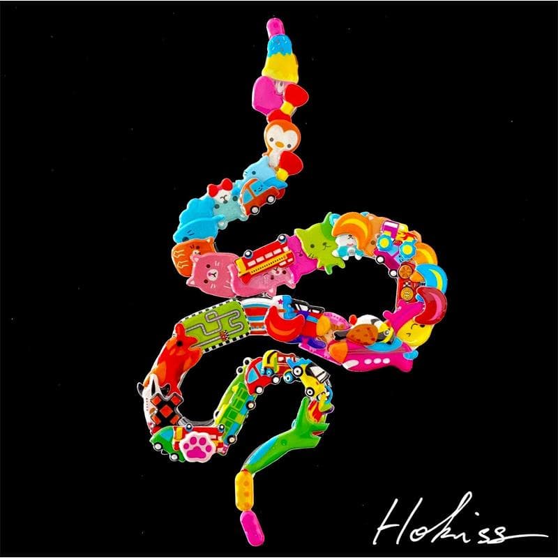 Peinture Snake II par Hokiss | Tableau Pop Art Mixte animaux