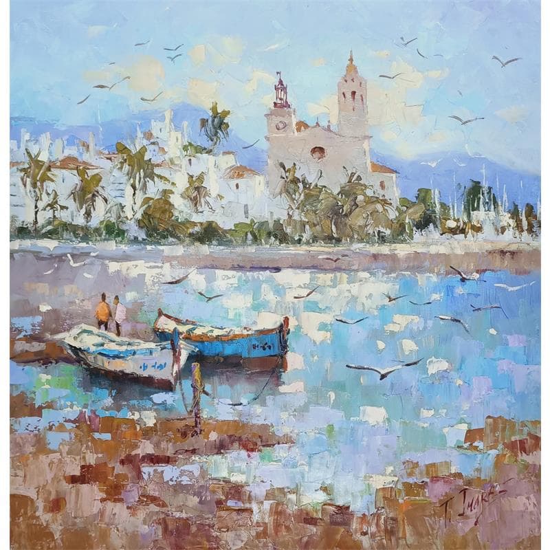 Painting sitges by Jmara Tatiana | Painting Figurative Oil Landscapes