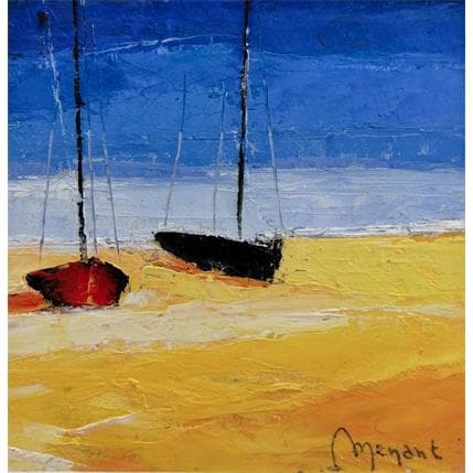 Gemälde La plage von Menant Alain | Gemälde Figurativ Acryl, Öl Marine